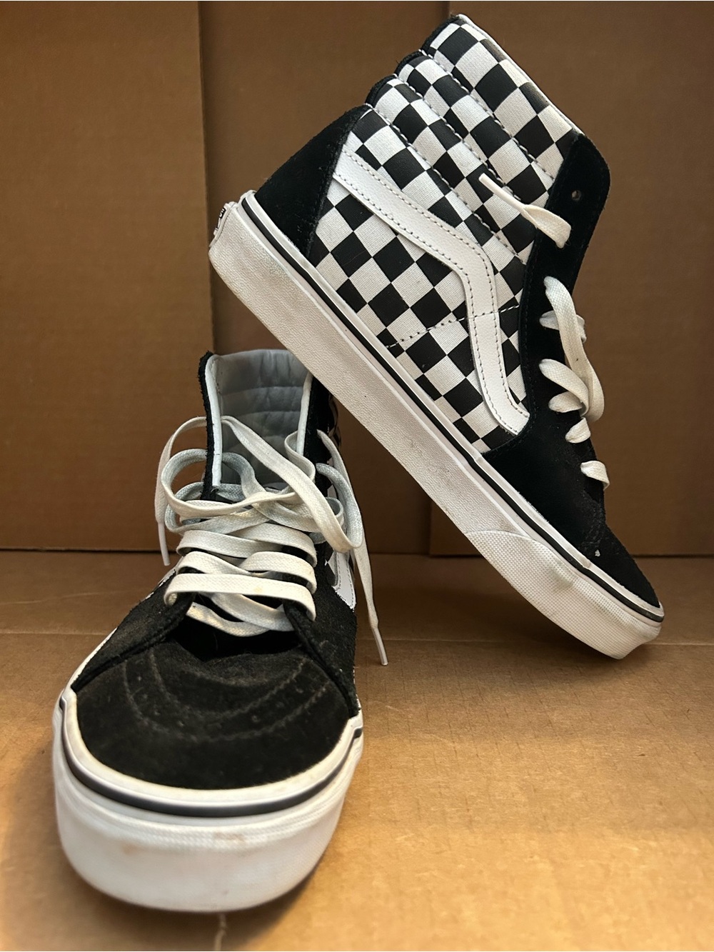 VANS Sk8-Hi Men’s Black/White Checkerboard Lace-Up High Top Sneakers 7.5US